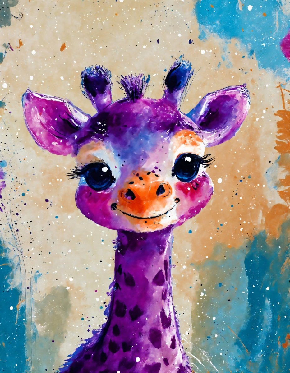 Adorable giraffe portrait - Art print - Poster - Ever colorful