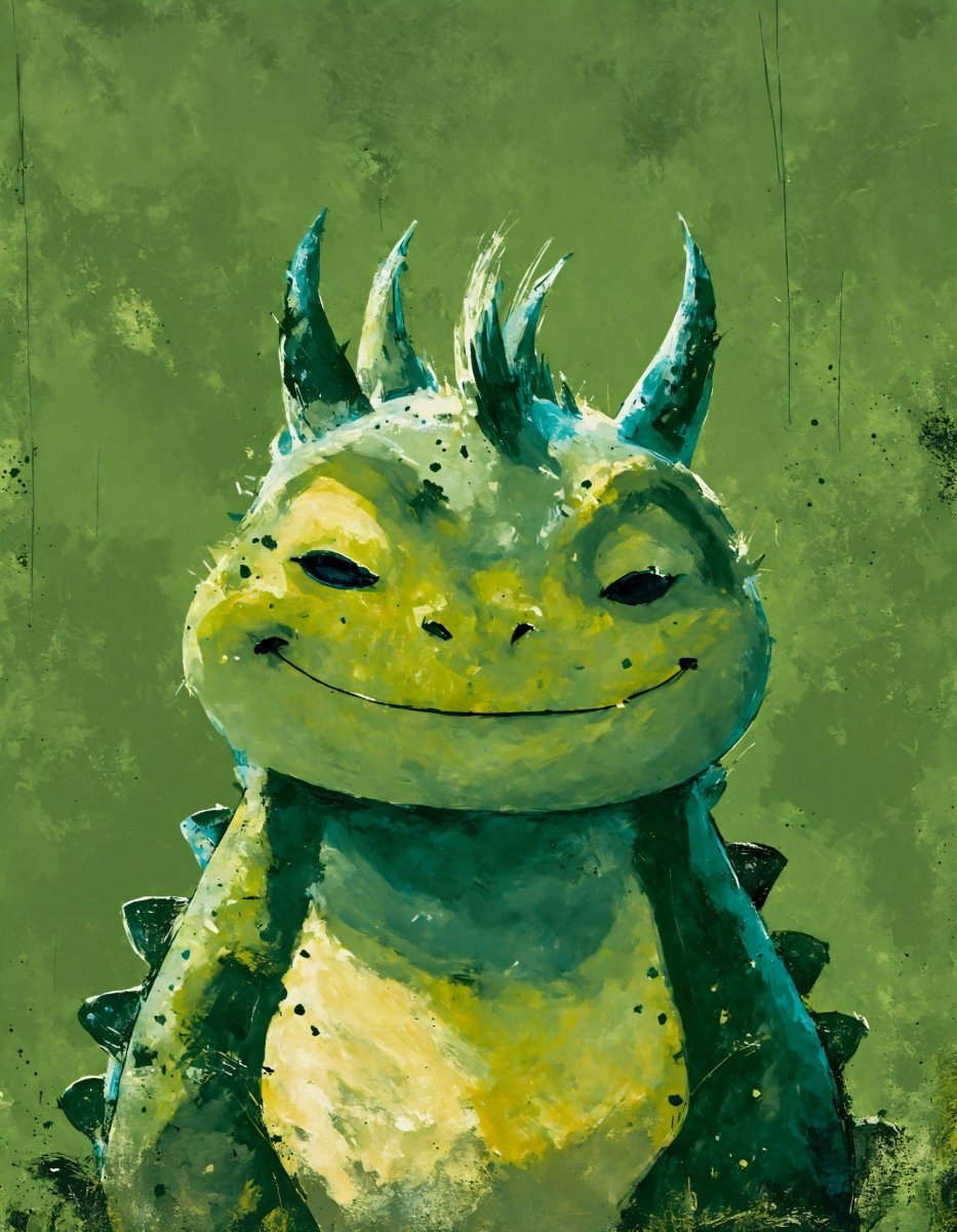 Adorably evil dragon portrait - Art print - Poster - Ever colorful