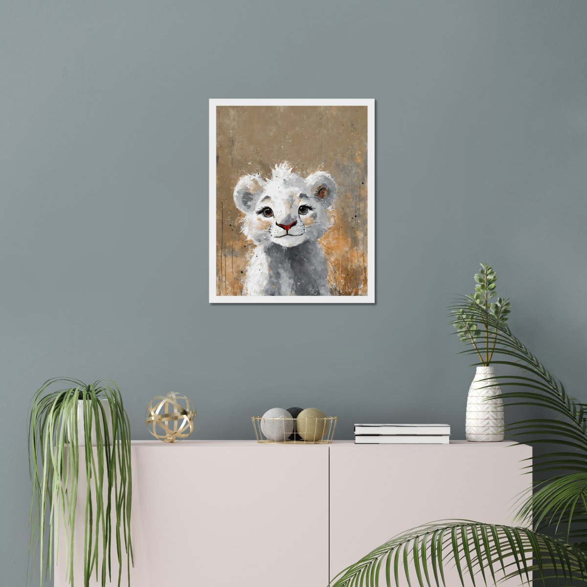 Baby white lion portrait - Art print - Poster - Ever colorful