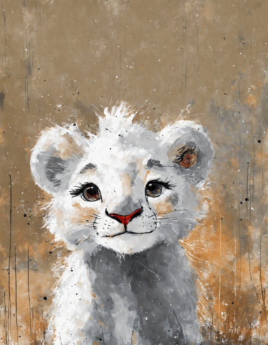 Baby white lion portrait - Art print - Poster - Ever colorful