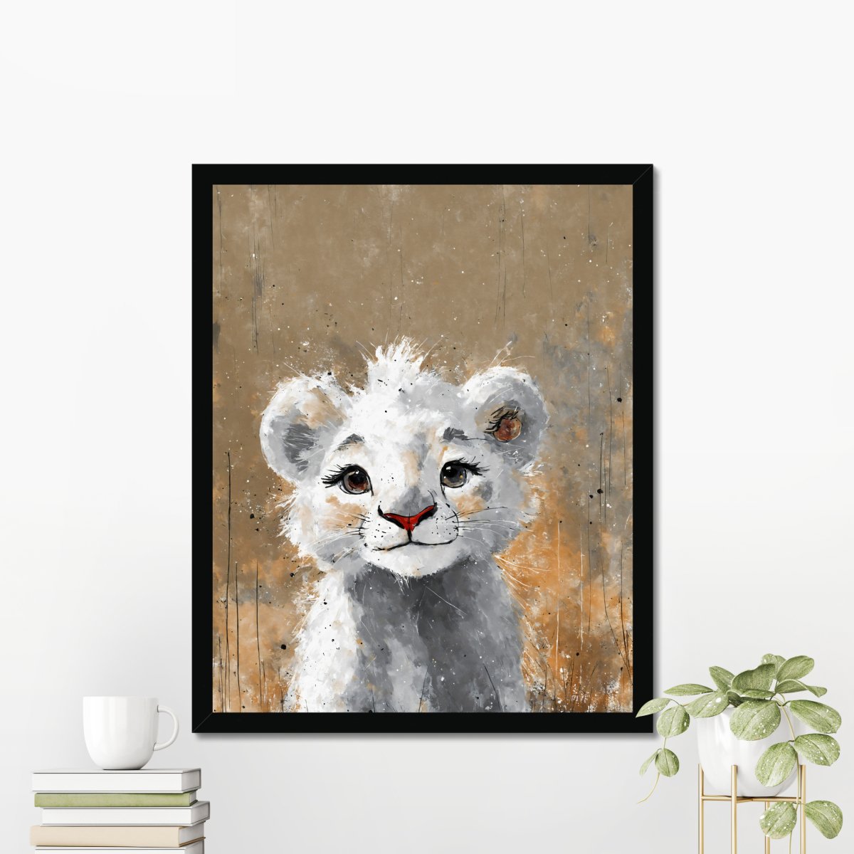 Baby white lion portrait - Art print - Poster - Ever colorful