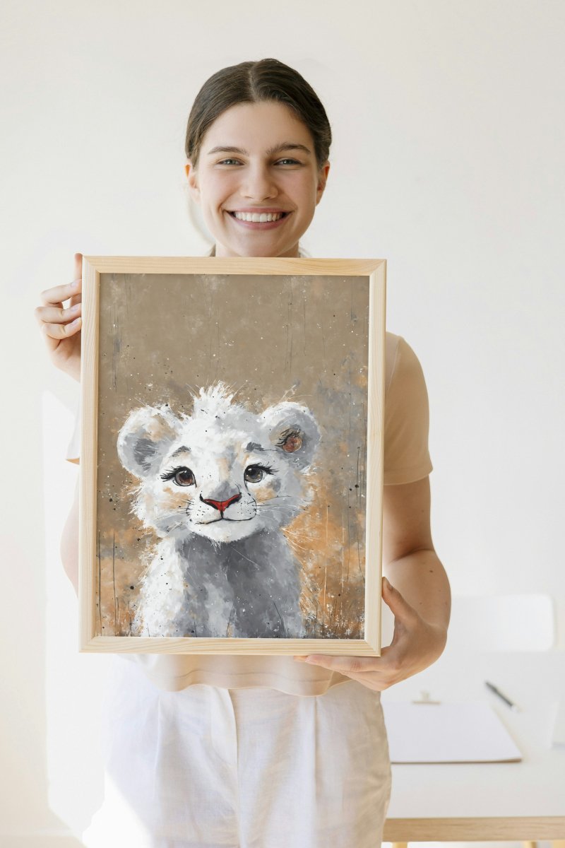 Baby white lion portrait - Art print - Poster - Ever colorful