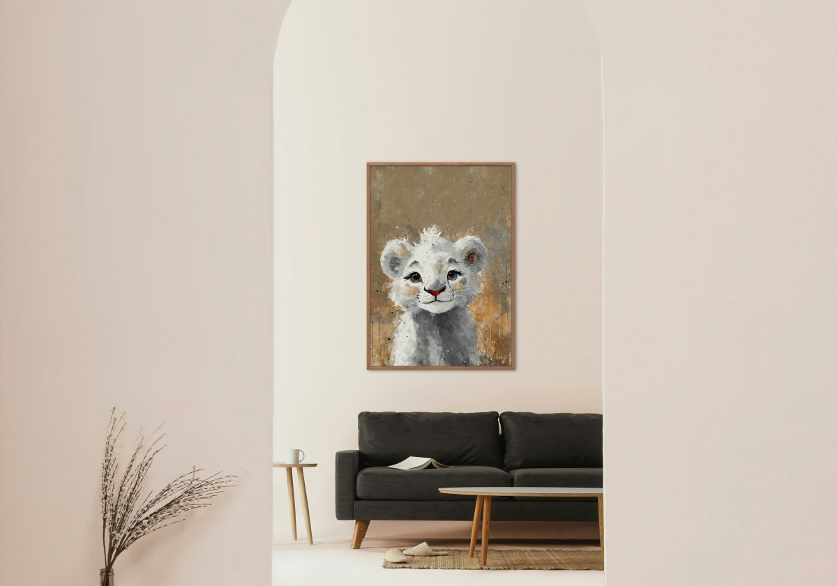 Baby white lion portrait - Art print - Poster - Ever colorful