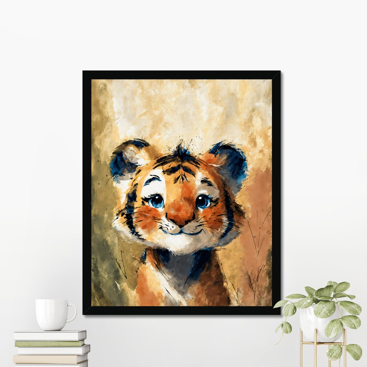 Blue - eyes baby tiger portrait - Art print - Poster - Ever colorful