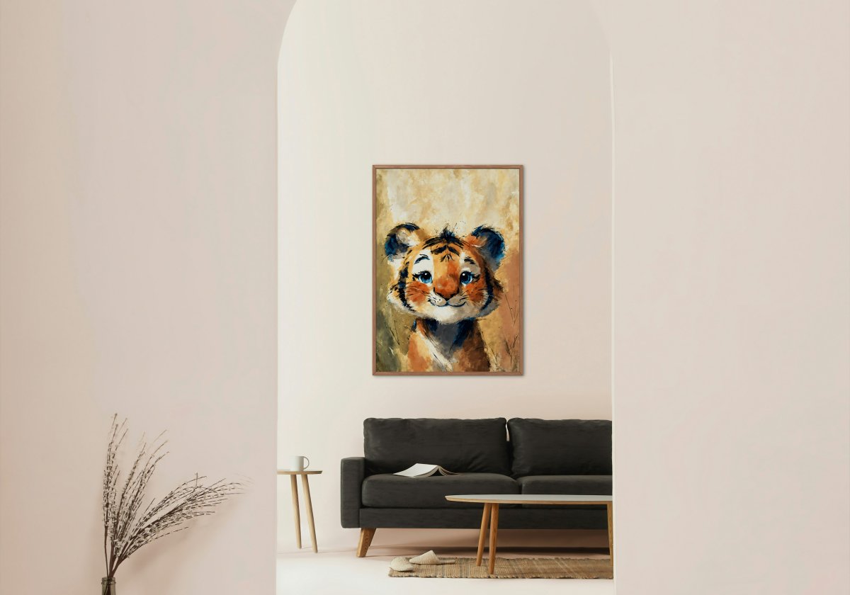 Blue - eyes baby tiger portrait - Art print - Poster - Ever colorful