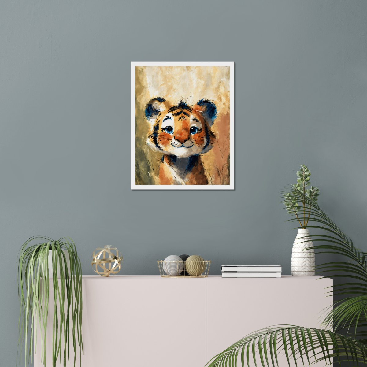 Blue - eyes baby tiger portrait - Art print - Poster - Ever colorful