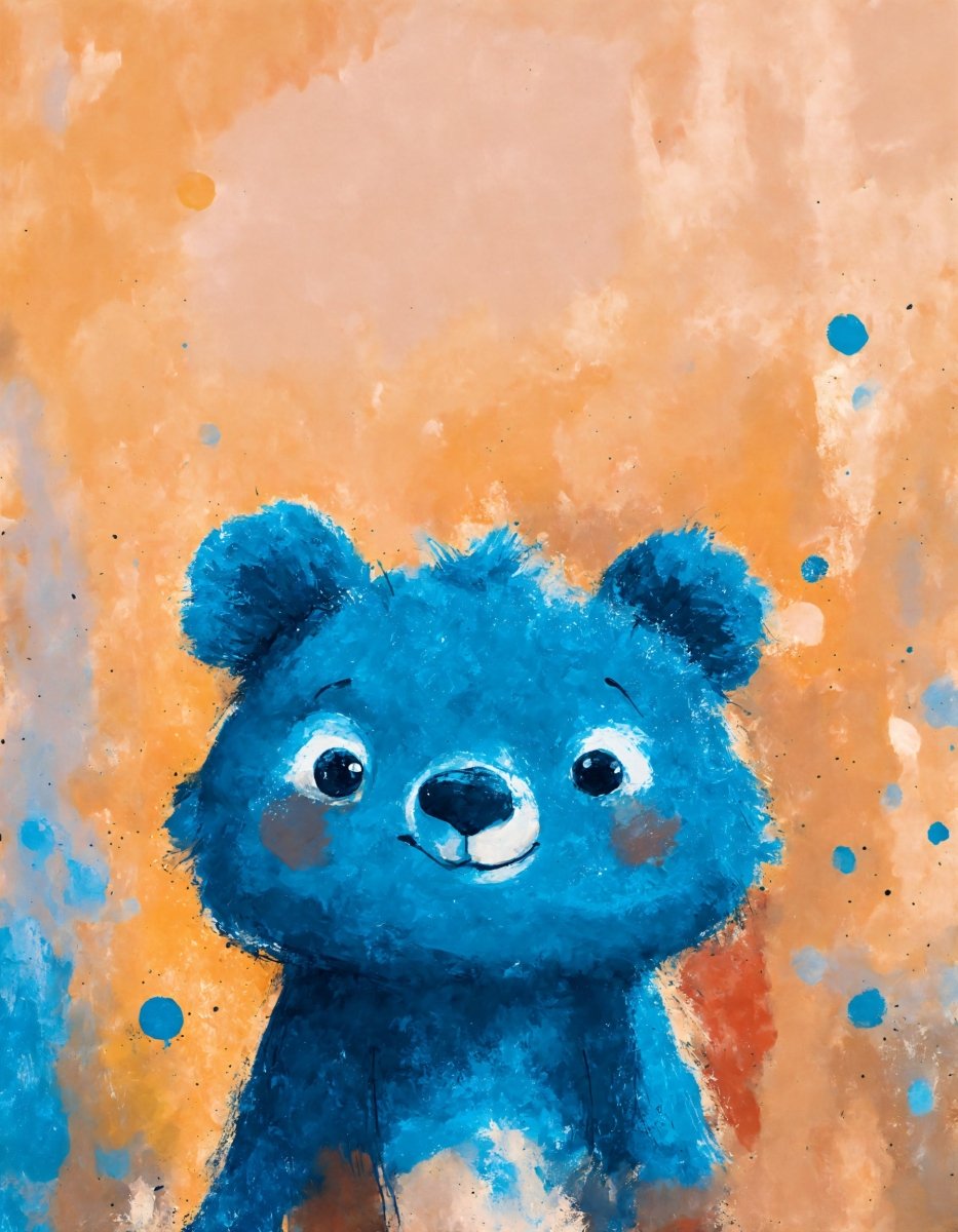 Blue teddy bear portrait - Art print - Poster - Ever colorful