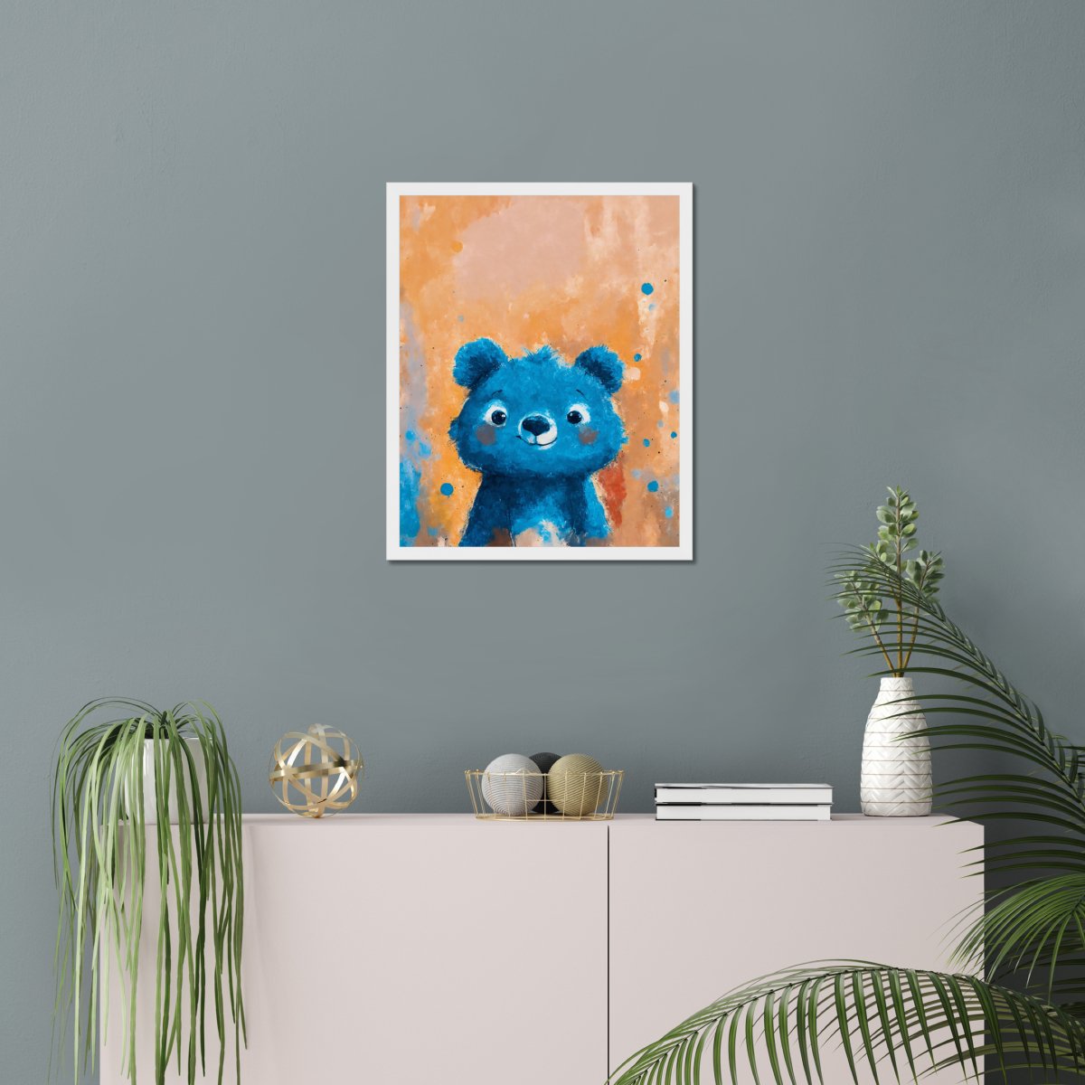 Blue teddy bear portrait - Art print - Poster - Ever colorful