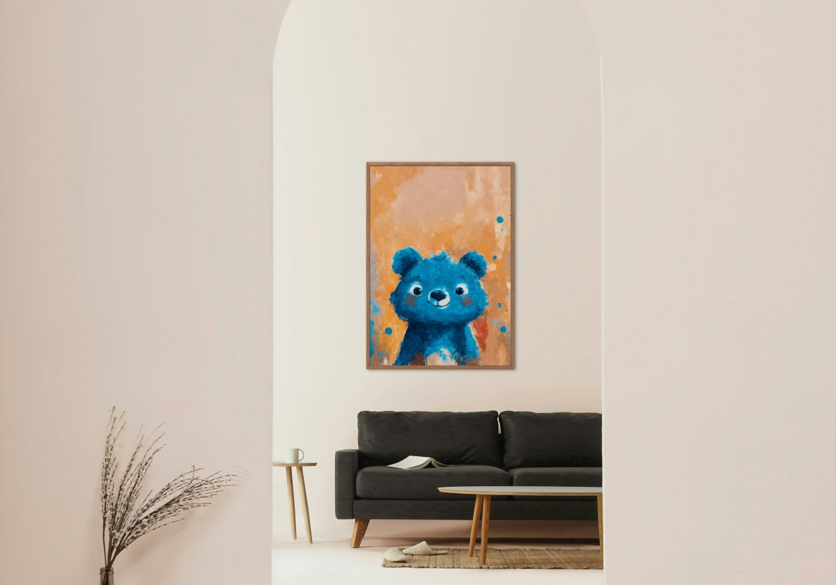 Blue teddy bear portrait - Art print - Poster - Ever colorful