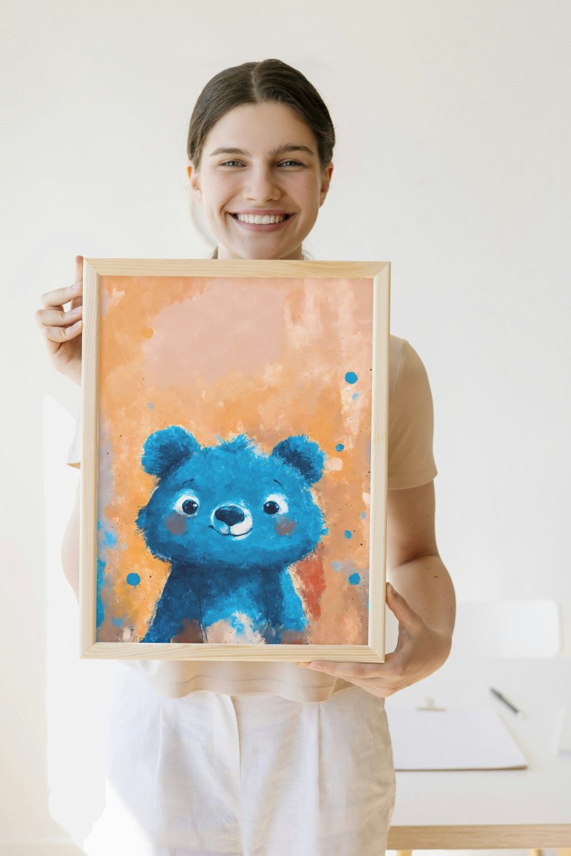 Blue teddy bear portrait - Art print - Poster - Ever colorful