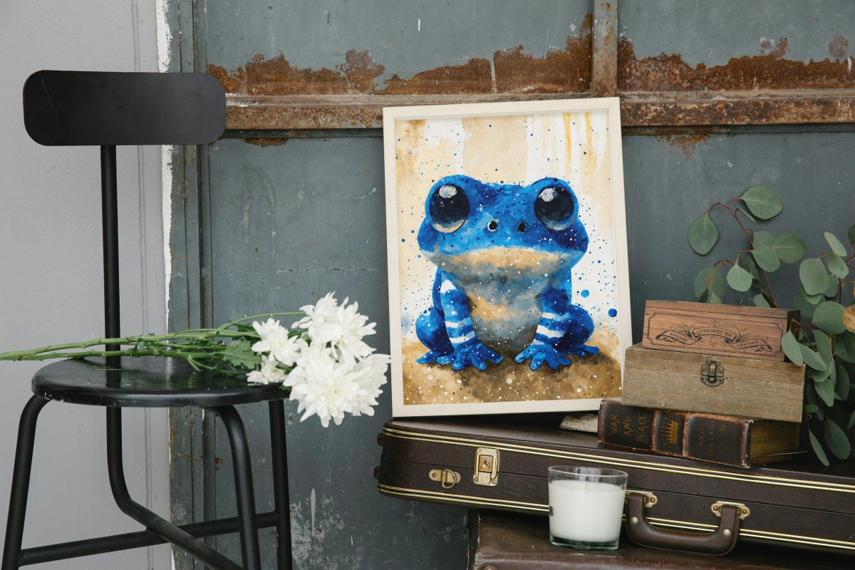 Blueberry frog portrait - Art print - Poster - Ever colorful