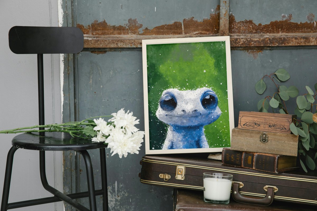 Bug eyed gecko portrait - Art print - Poster - Ever colorful