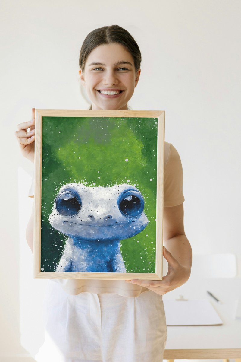 Bug eyed gecko portrait - Art print - Poster - Ever colorful