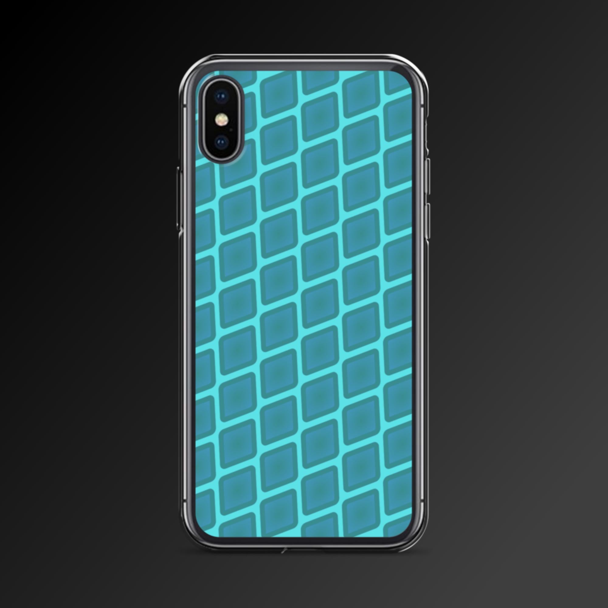 "Cyan diamonds pattern" clear iphone case