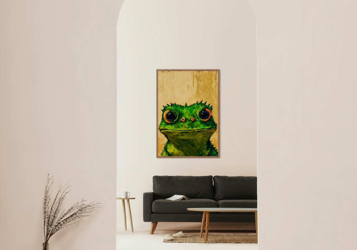 Comical lizard stare portrait - Art print - Poster - Ever colorful