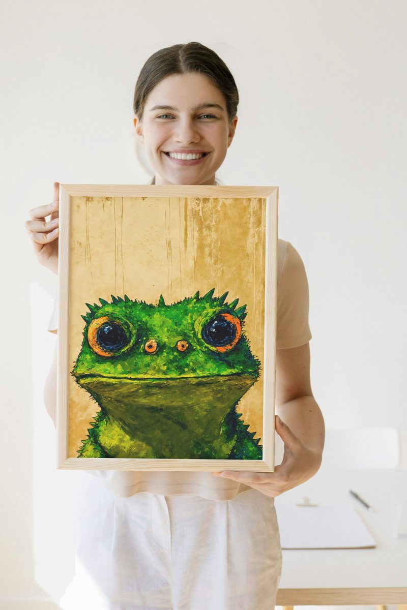 Comical lizard stare portrait - Art print - Poster - Ever colorful