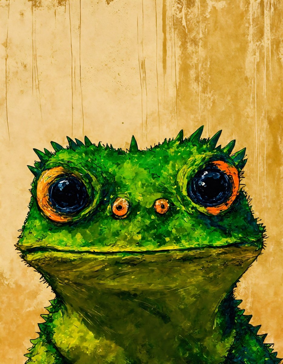 Comical lizard stare portrait - Art print - Poster - Ever colorful