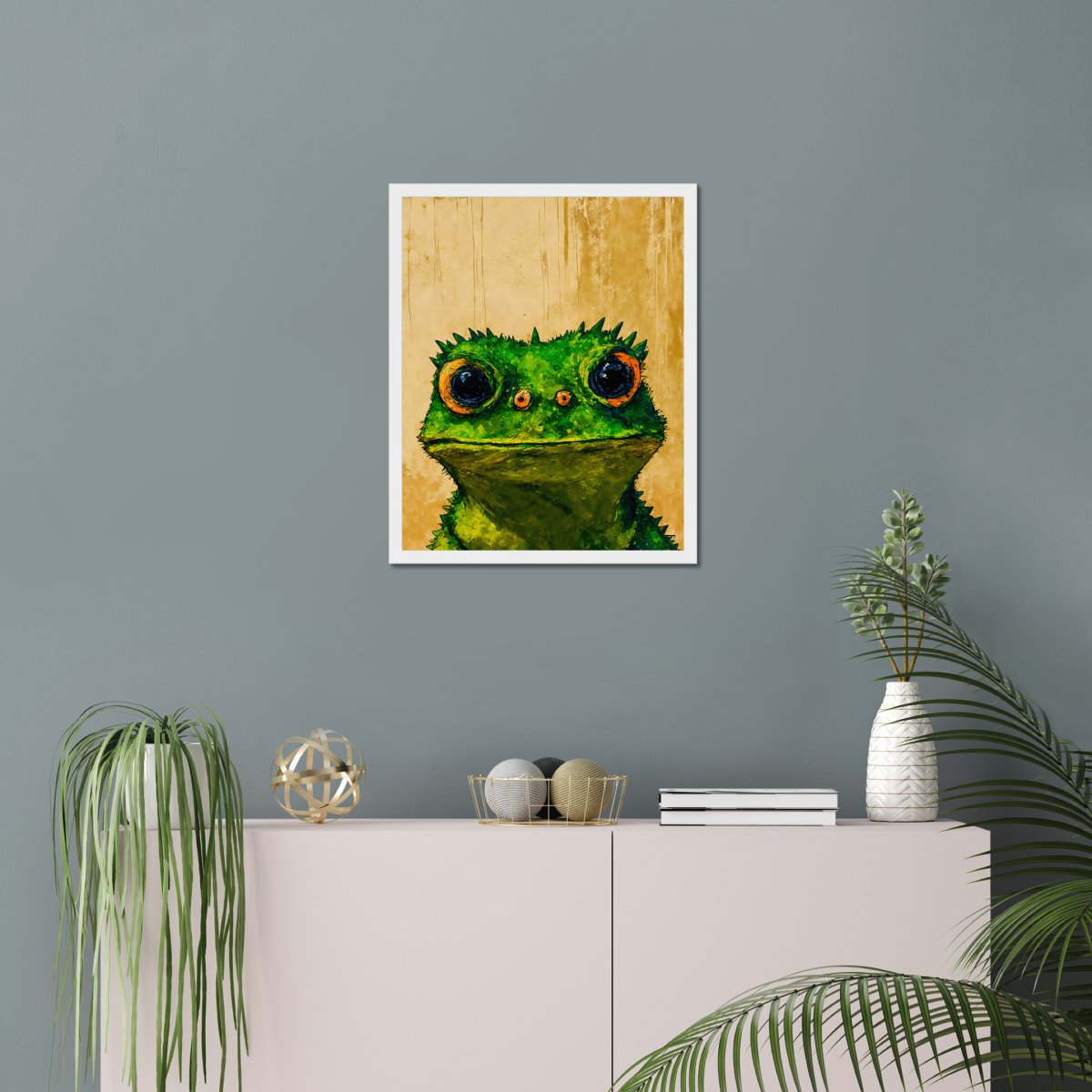 Comical lizard stare portrait - Art print - Poster - Ever colorful