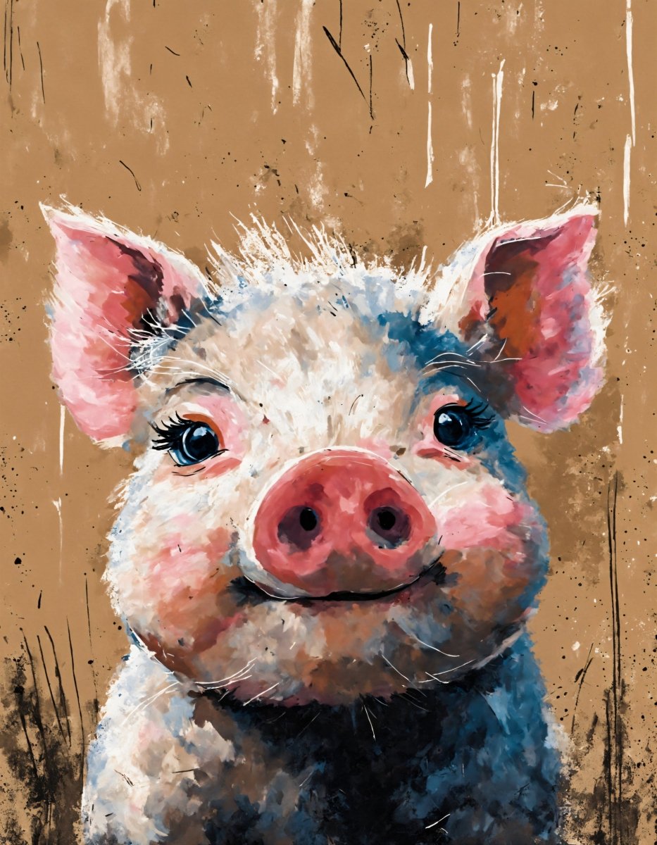 Coy mini pig portrait - Art print - Poster - Ever colorful