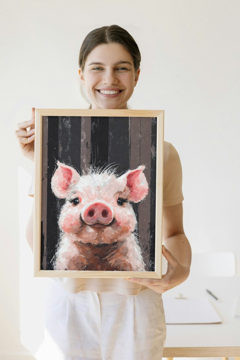 Coy mini pig portrait - Art print - Poster - Ever colorful