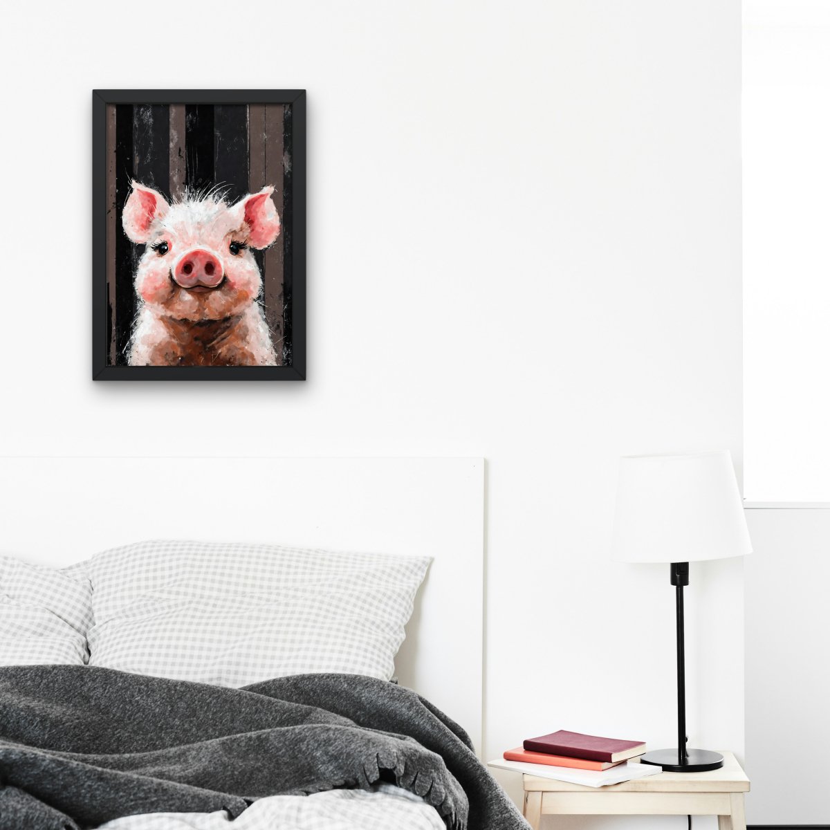 Coy mini pig portrait - Art print - Poster - Ever colorful