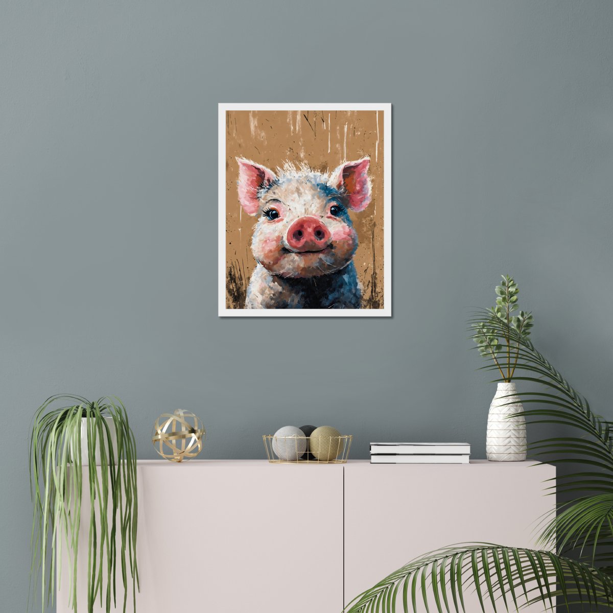 Coy mini pig portrait - Art print - Poster - Ever colorful