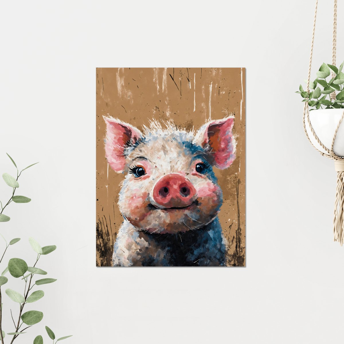 Coy mini pig portrait - Art print - Poster - Ever colorful