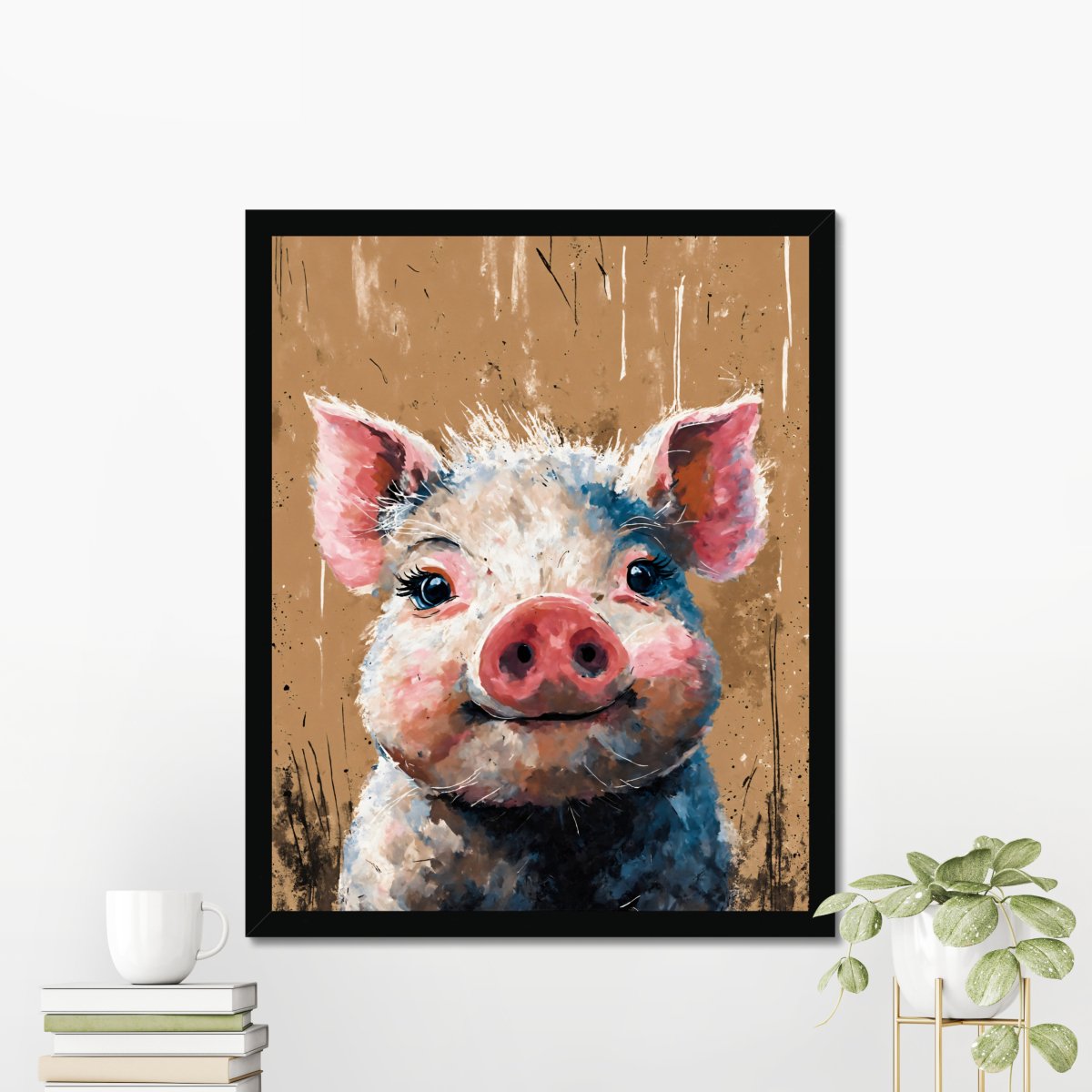 Coy mini pig portrait - Art print - Poster - Ever colorful