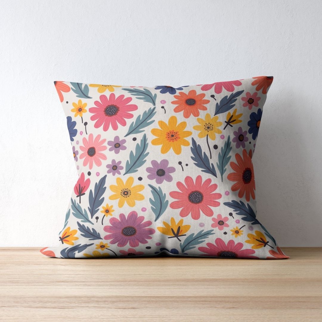 Cushion Cover - 70s Retro Spring Flowers - Pillow - Ever colorful