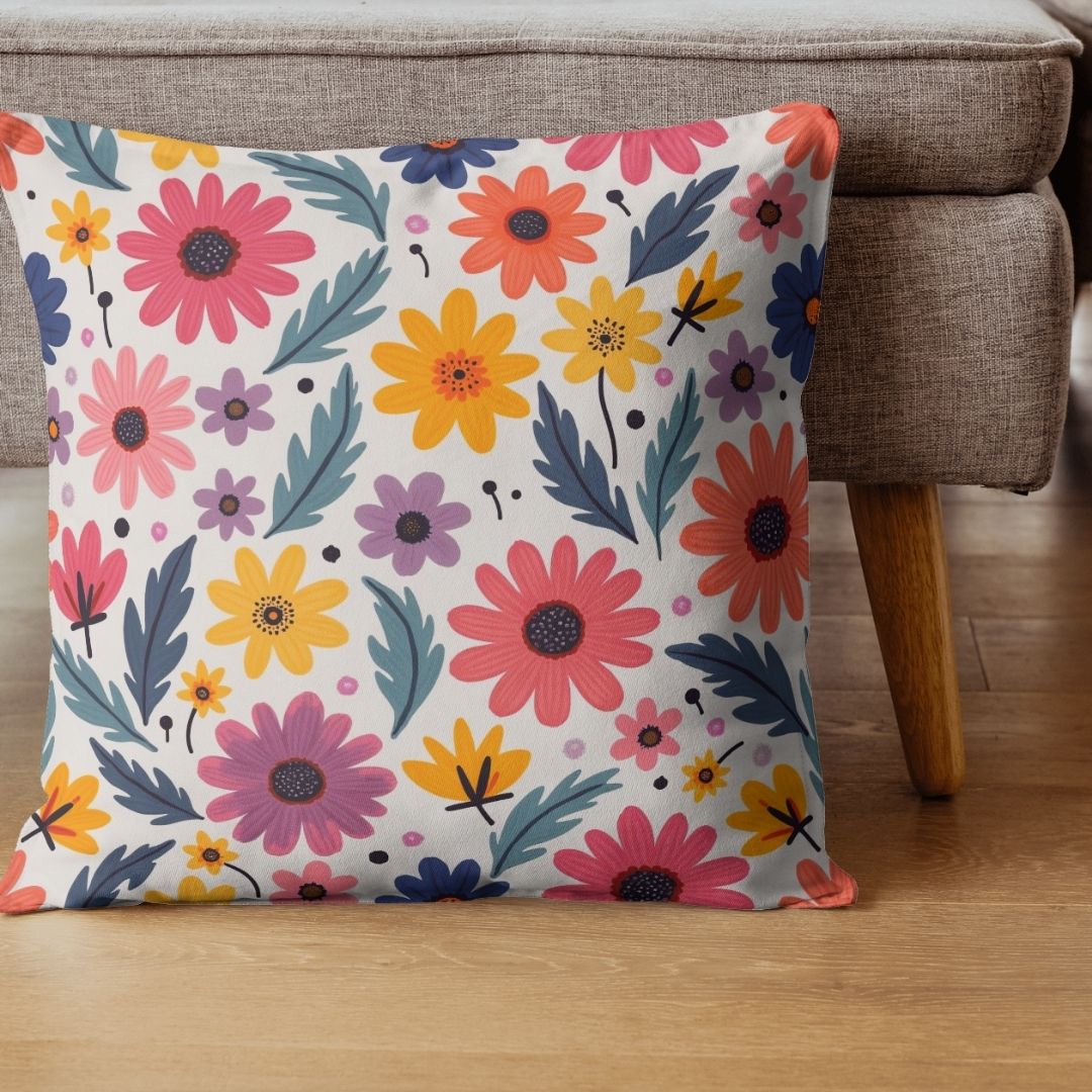 Cushion Cover - 70s Retro Spring Flowers - Pillow - Ever colorful