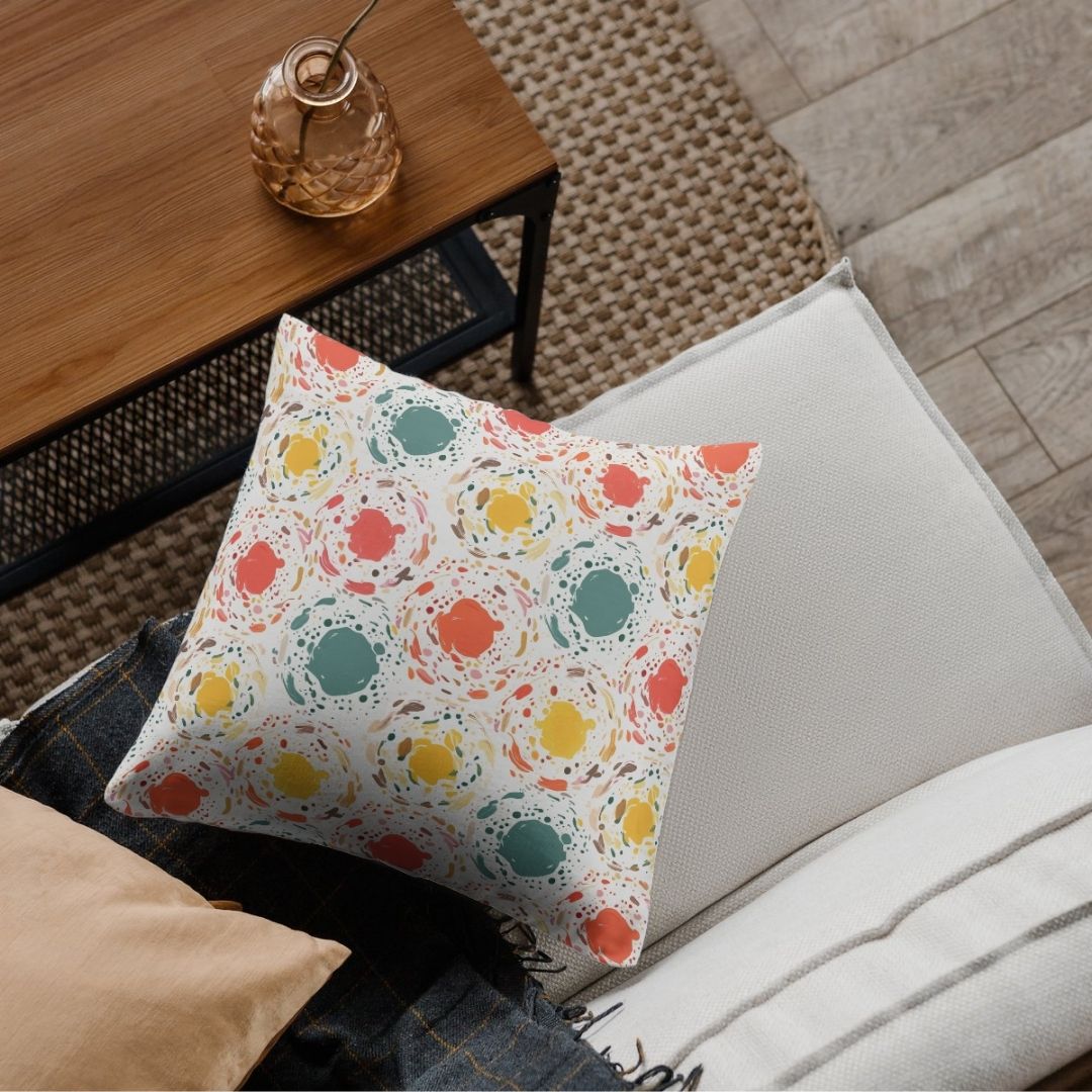 Cushion Cover - Abstract Circular Swirl Dots - Pillow - Ever colorful