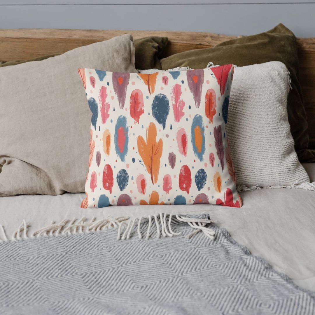 Cushion Cover - Abstract Modern Boho Leaf - Pillow - Ever colorful