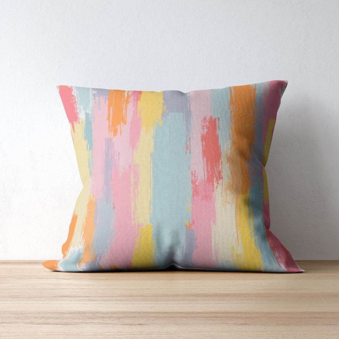 Cushion Cover - Abstract Painted Pastel Brushstrokes - Pillow - Ever colorful