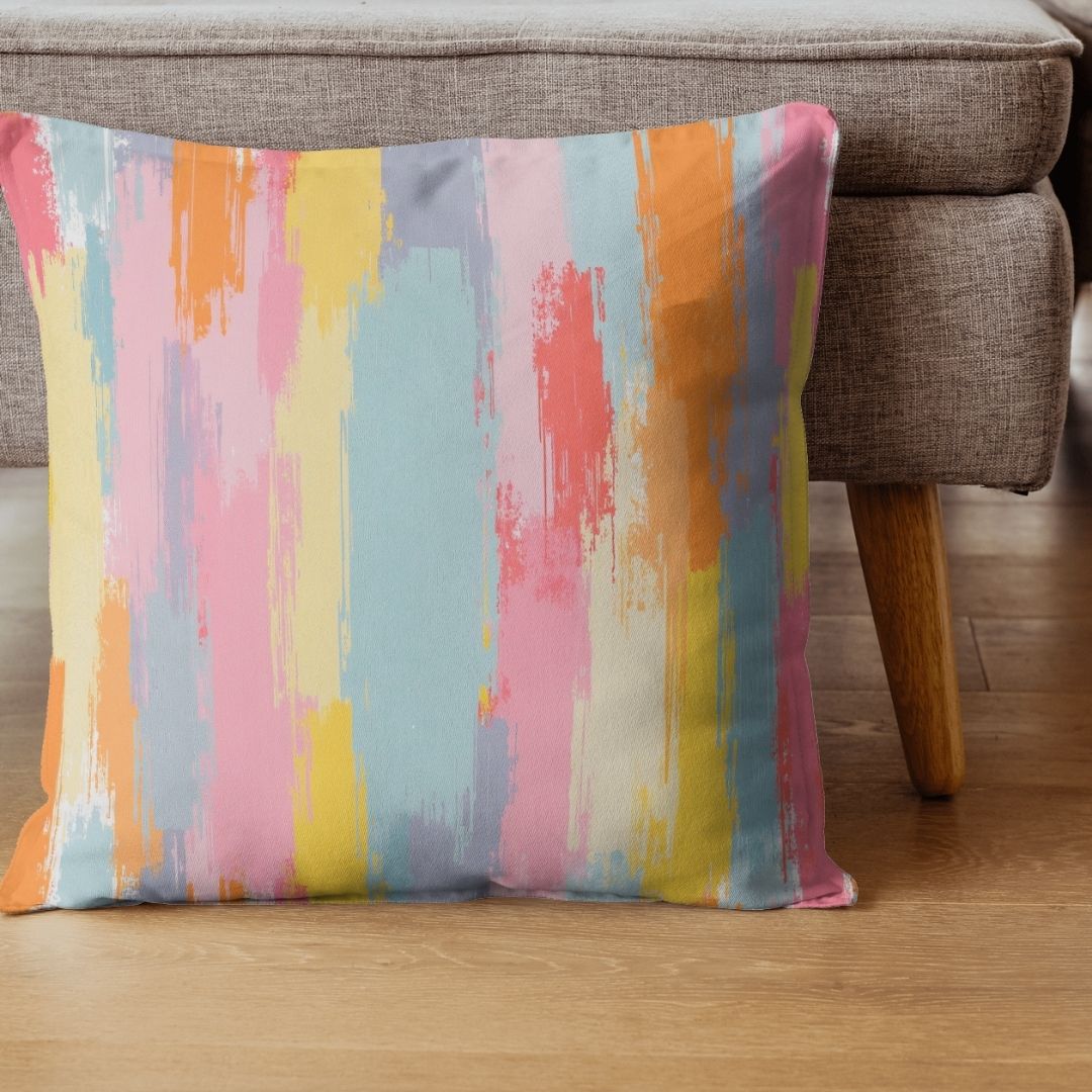 Cushion Cover - Abstract Painted Pastel Brushstrokes - Pillow - Ever colorful