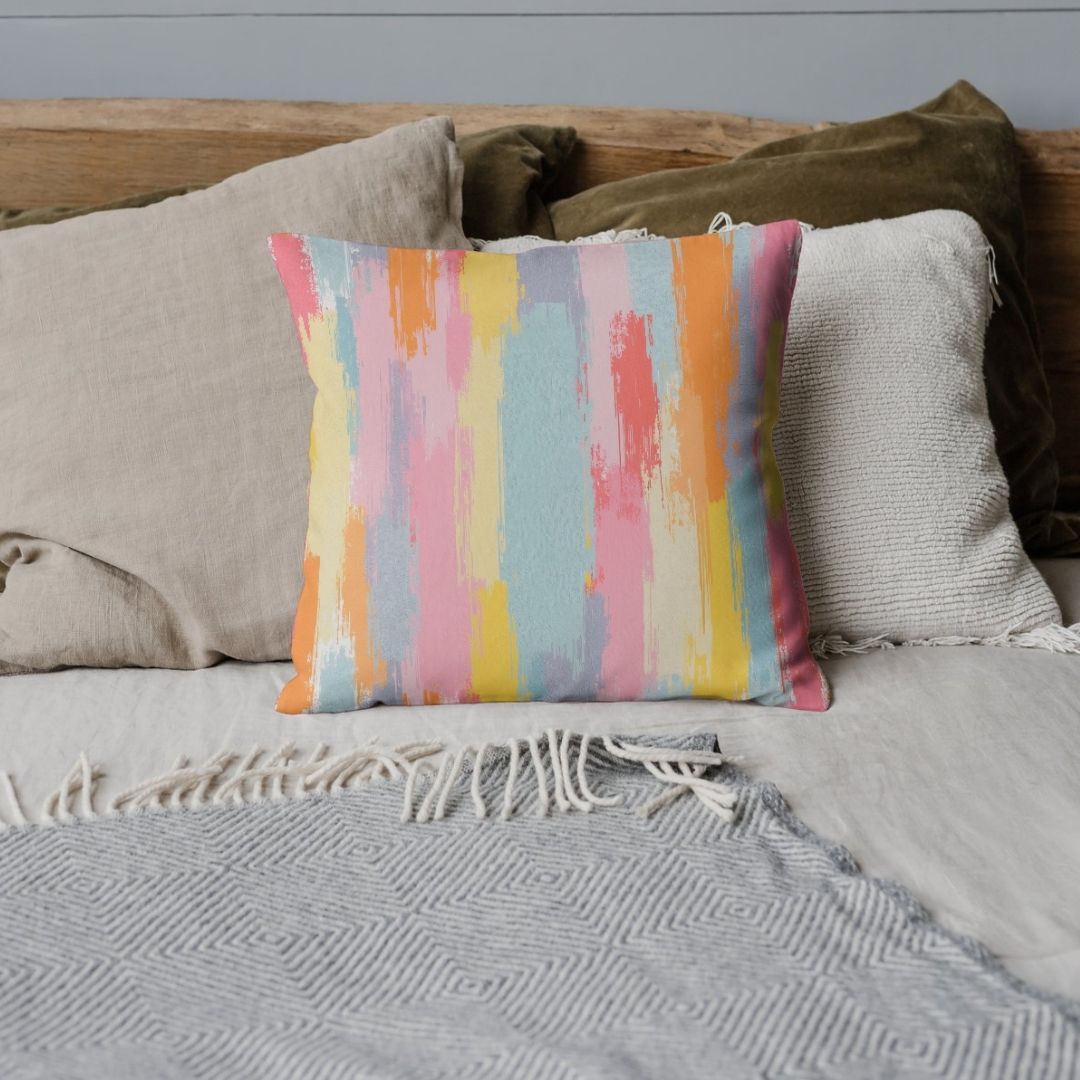 Cushion Cover - Abstract Painted Pastel Brushstrokes - Pillow - Ever colorful