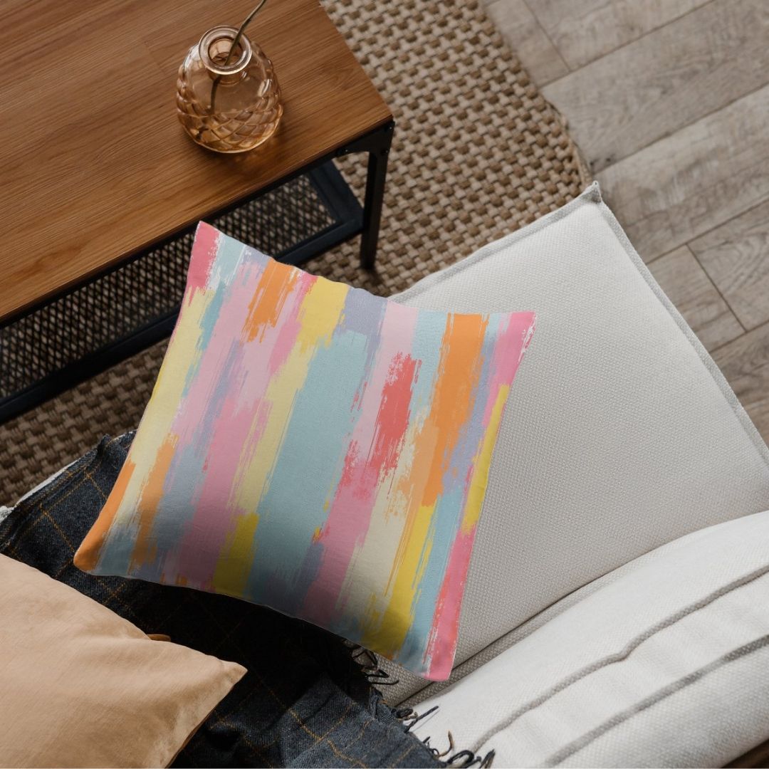 Cushion Cover - Abstract Painted Pastel Brushstrokes - Pillow - Ever colorful