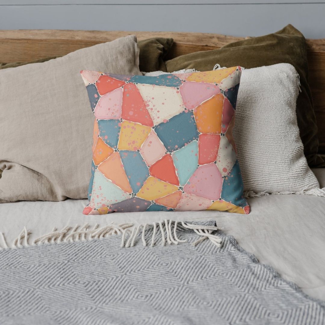 Cushion Cover - Abstract Pastel Geometric Fragments - Pillow - Ever colorful