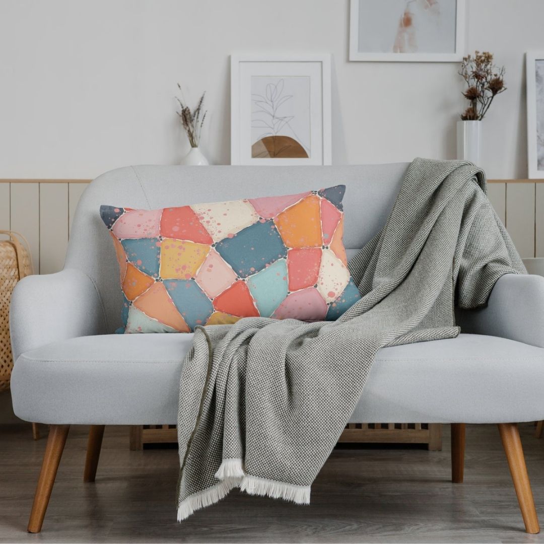 Cushion Cover - Abstract Pastel Geometric Fragments - Pillow - Ever colorful