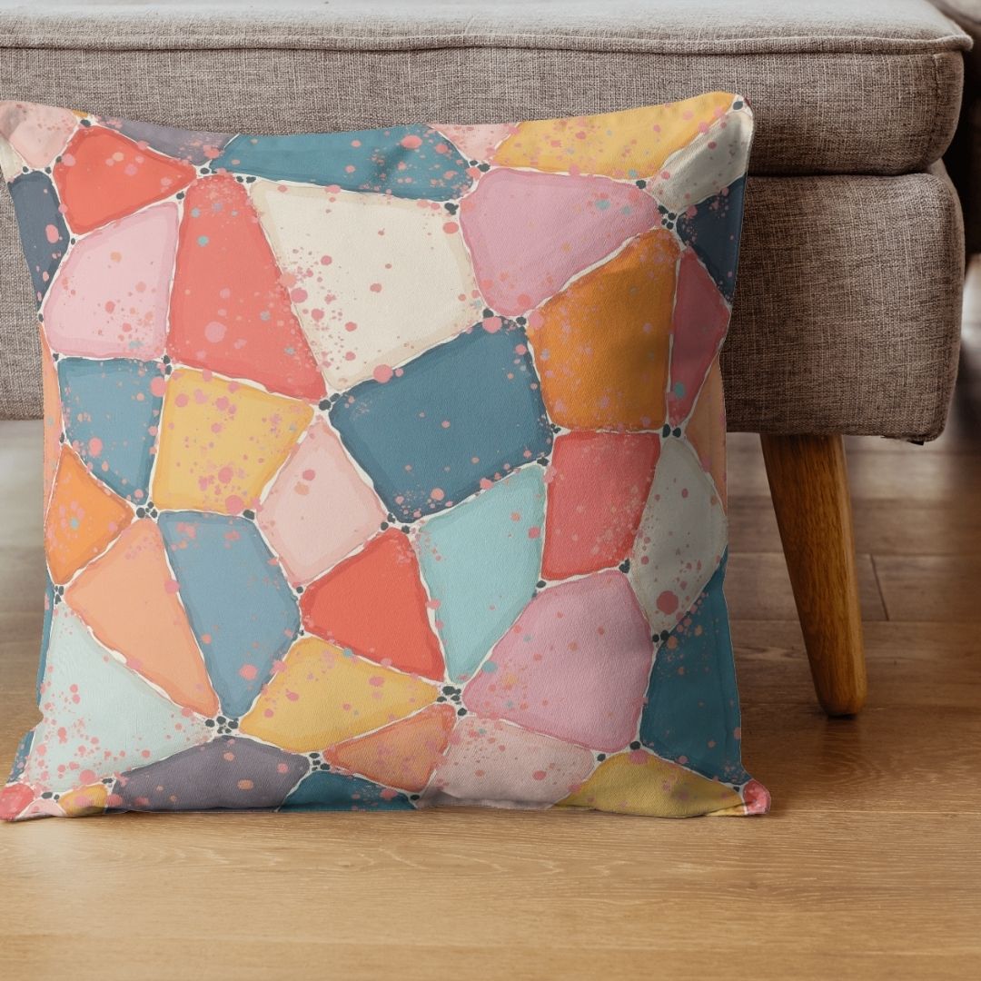 Cushion Cover - Abstract Pastel Geometric Fragments - Pillow - Ever colorful