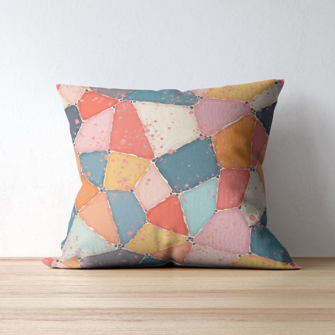 Cushion Cover - Abstract Pastel Geometric Fragments - Pillow - Ever colorful