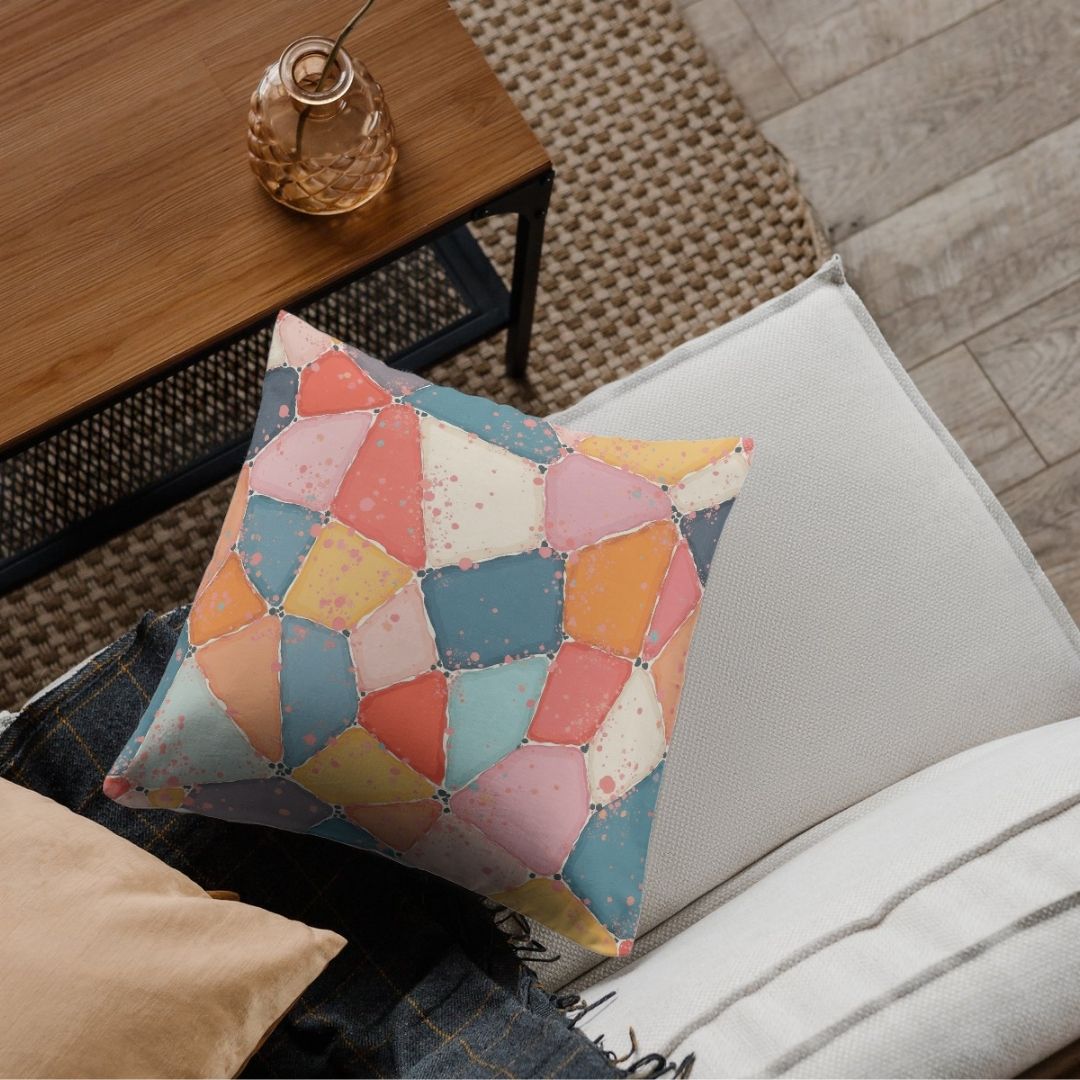 Cushion Cover - Abstract Pastel Geometric Fragments - Pillow - Ever colorful