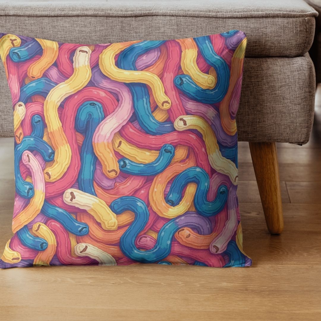 Cushion Cover - Abstract Quirky Noodle Pattern - Pillow - Ever colorful