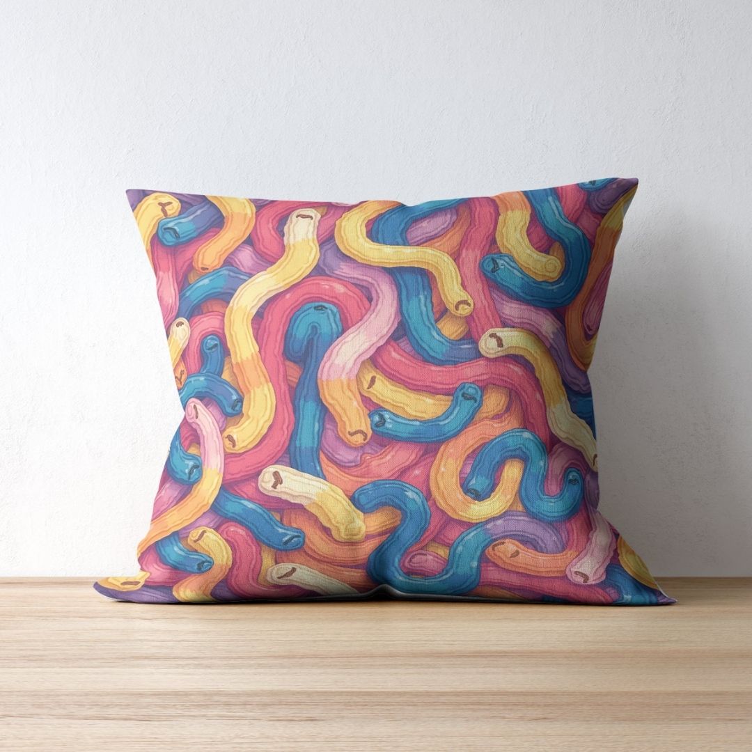 Cushion Cover - Abstract Quirky Noodle Pattern - Pillow - Ever colorful