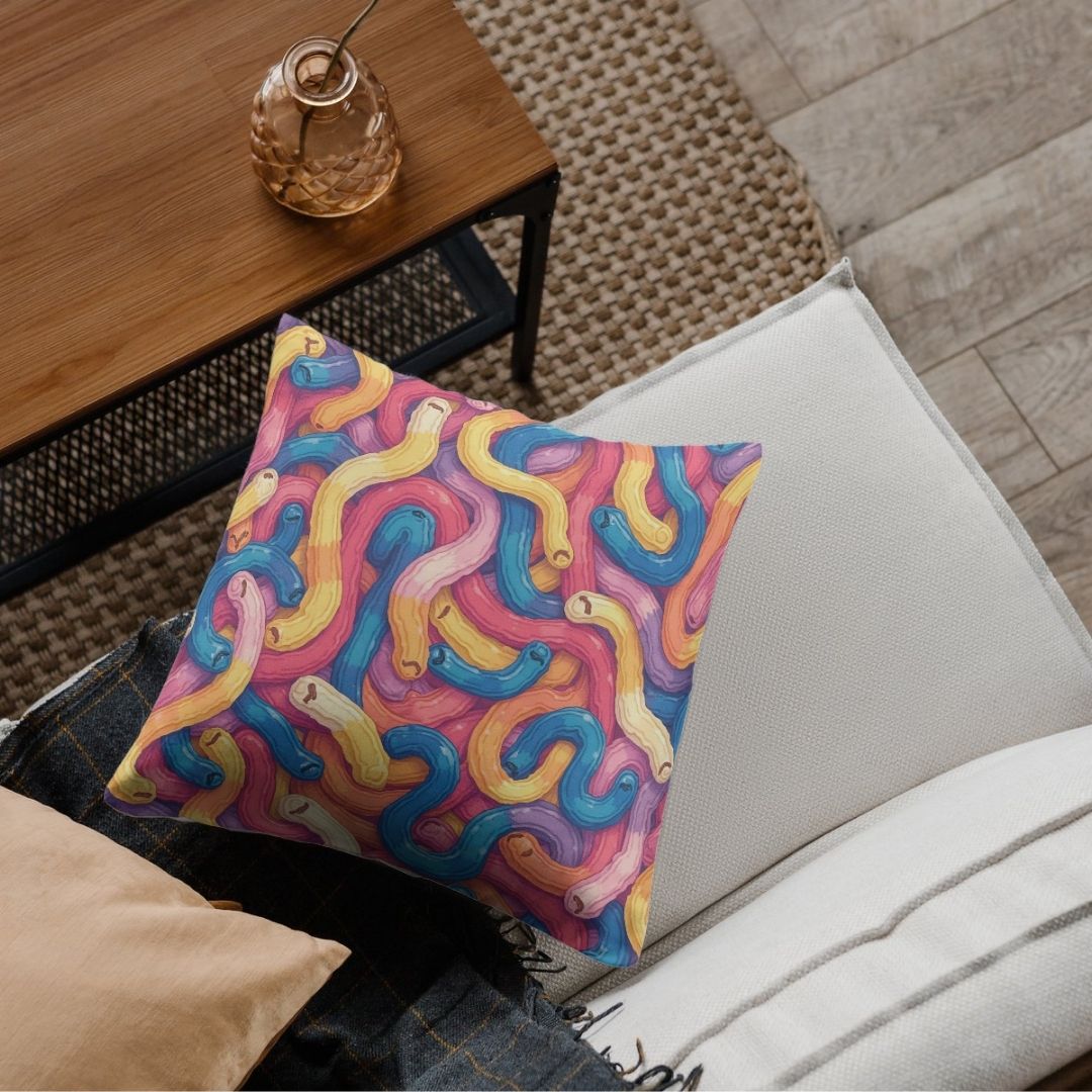 Cushion Cover - Abstract Quirky Noodle Pattern - Pillow - Ever colorful