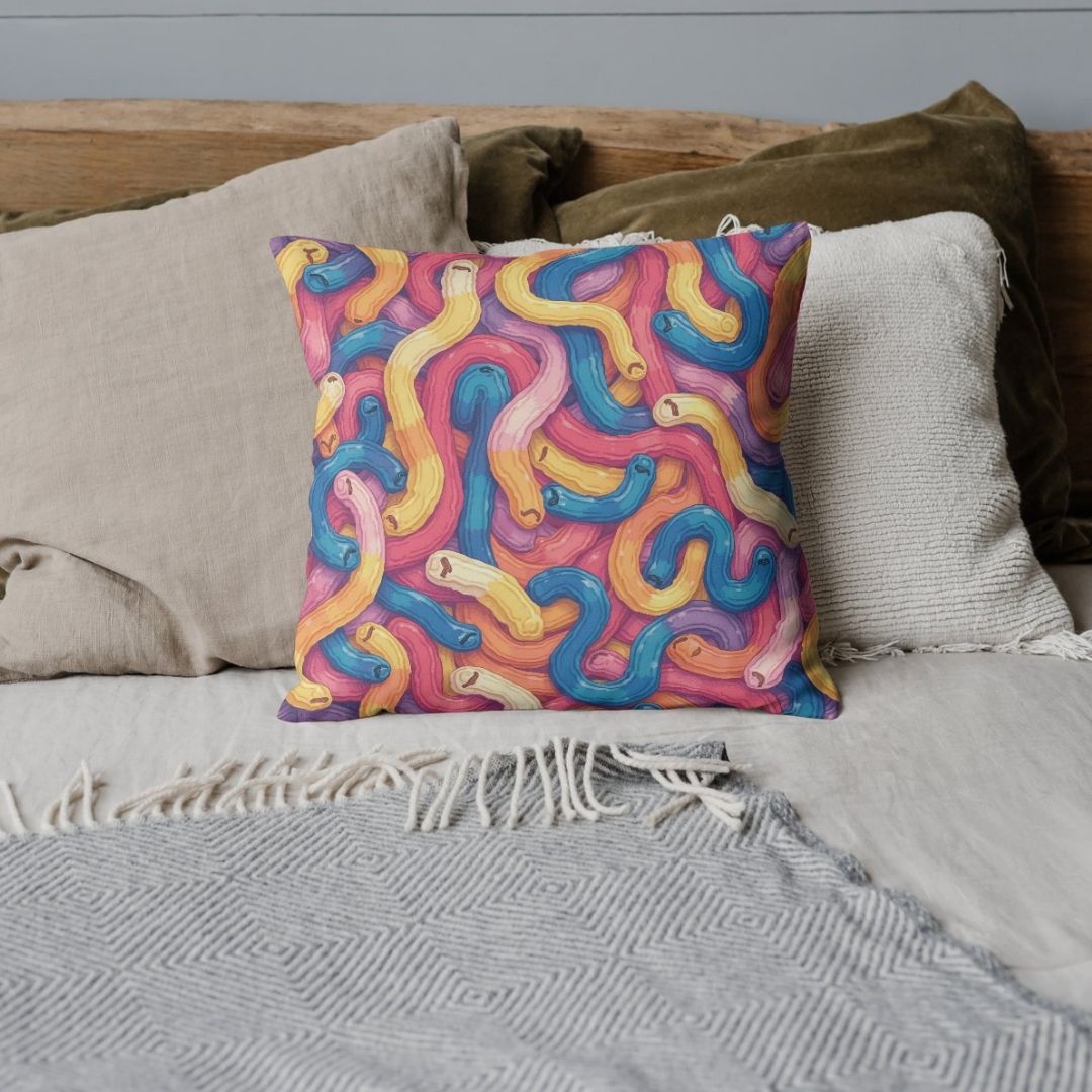 Cushion Cover - Abstract Quirky Noodle Pattern - Pillow - Ever colorful