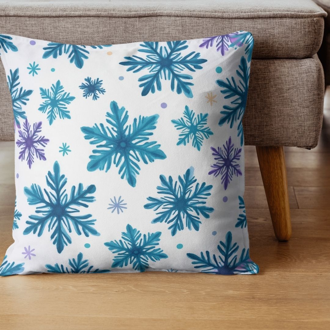 Cushion Cover - Celadon Winter Holiday Snowflakes - Pillow - Ever colorful