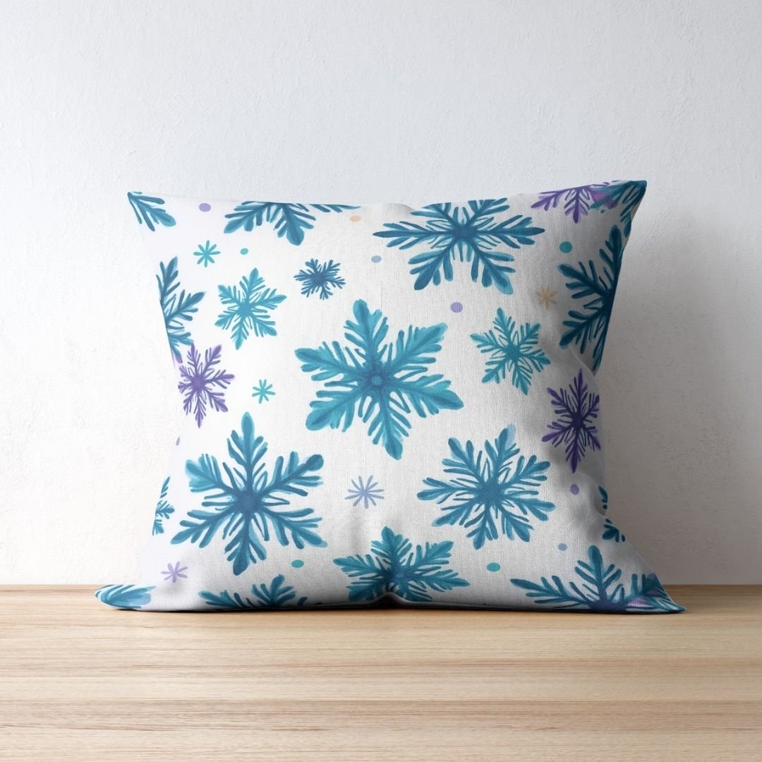 Cushion Cover - Celadon Winter Holiday Snowflakes - Pillow - Ever colorful