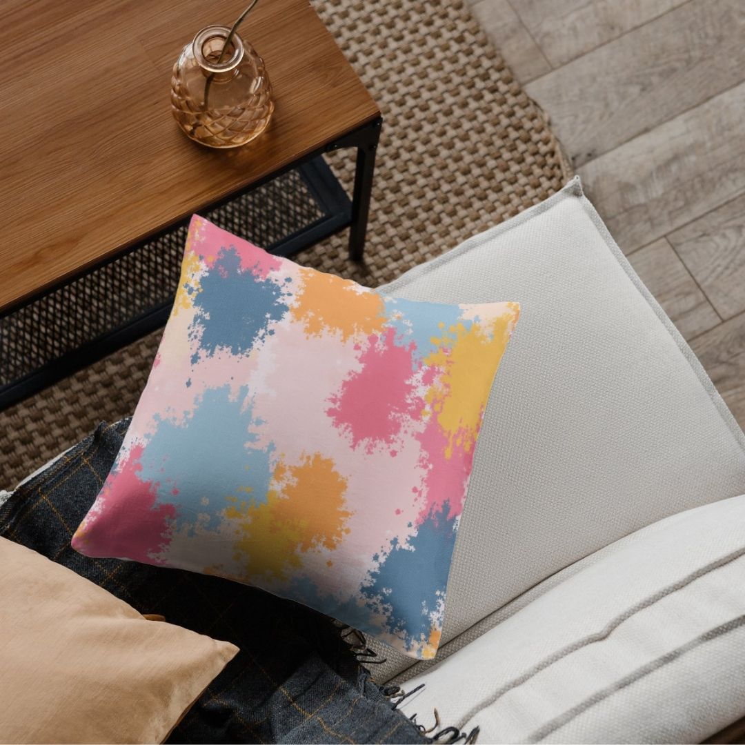 Cushion Cover - Colorful Abstract Paint Splatter - Pillow - Ever colorful