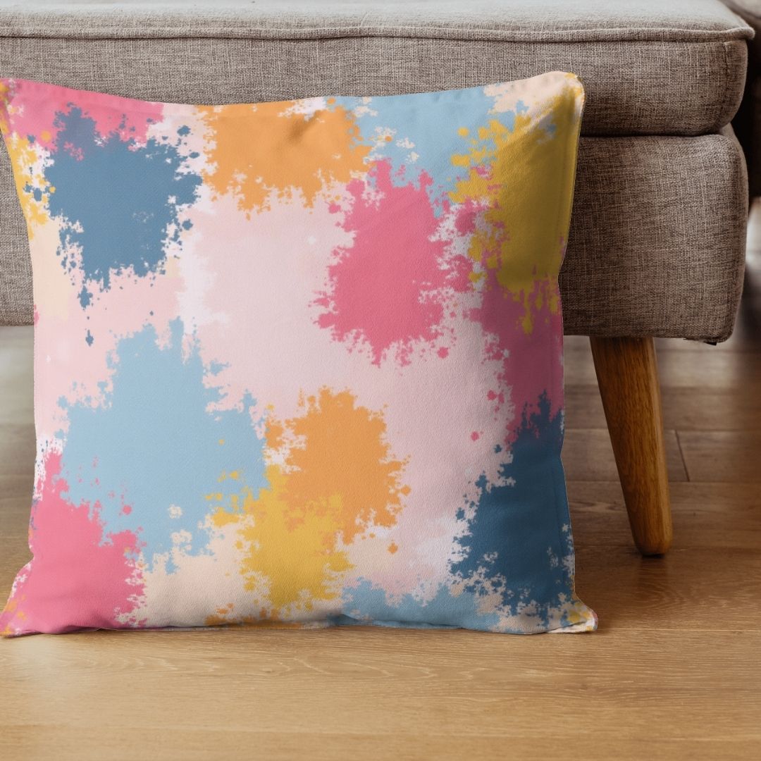 Cushion Cover - Colorful Abstract Paint Splatter - Pillow - Ever colorful