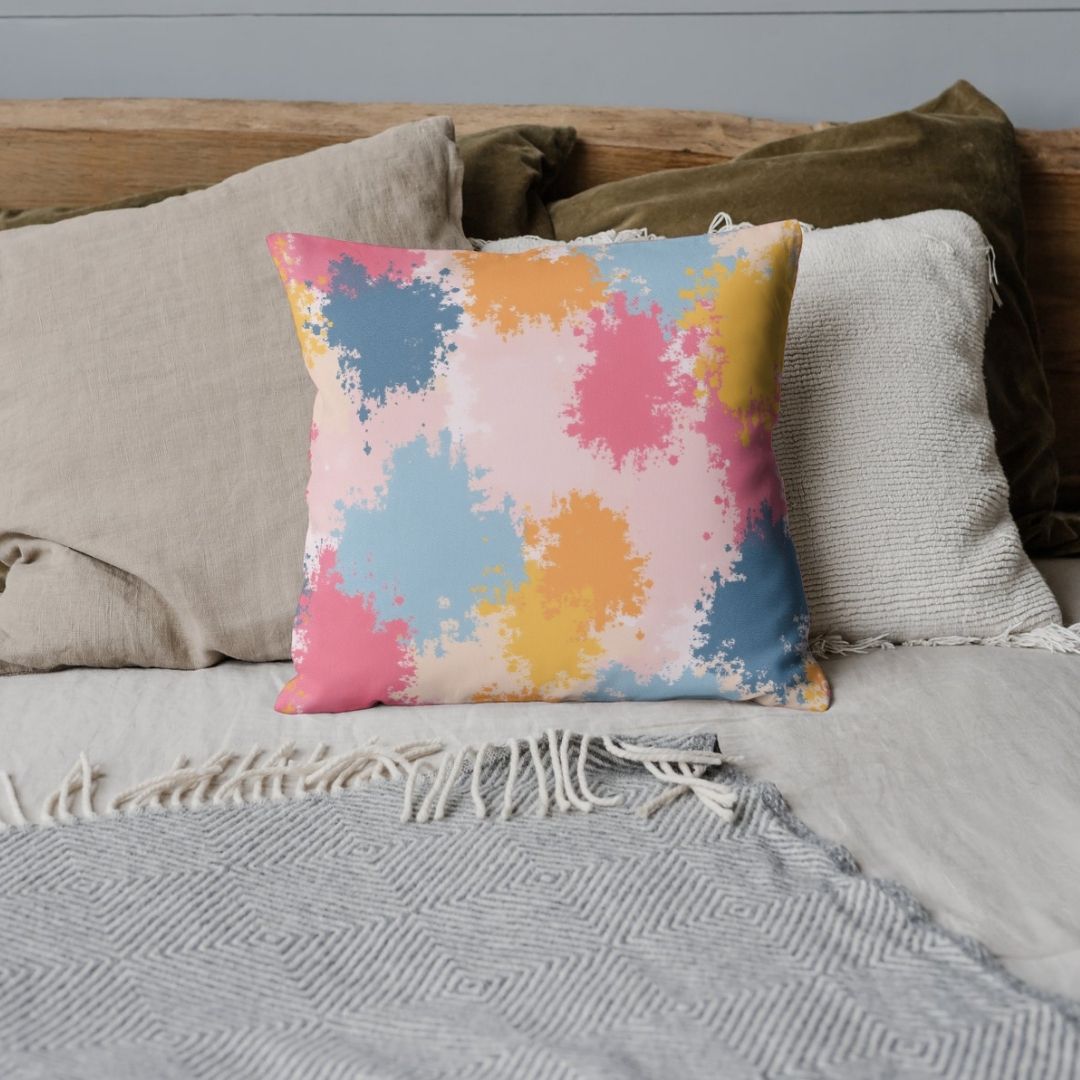 Cushion Cover - Colorful Abstract Paint Splatter - Pillow - Ever colorful